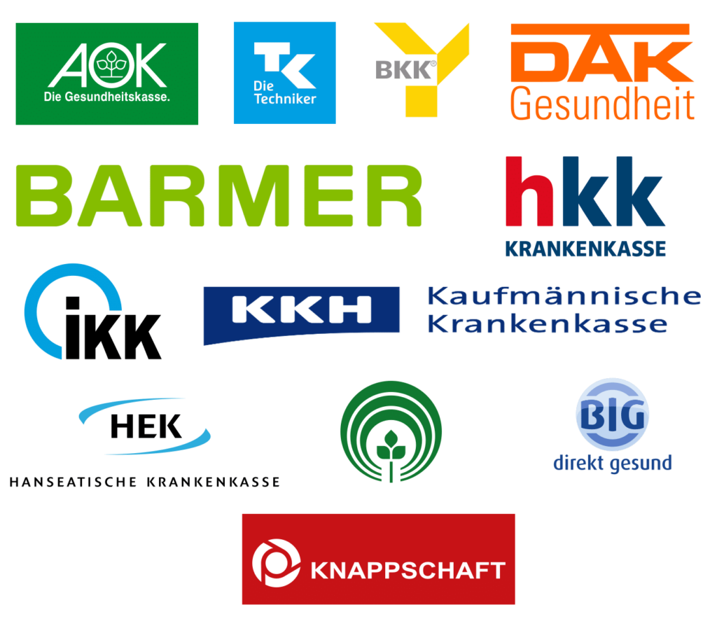 Logos der Krankenkassen, die den ZPP Präventionskurs bezuschussen